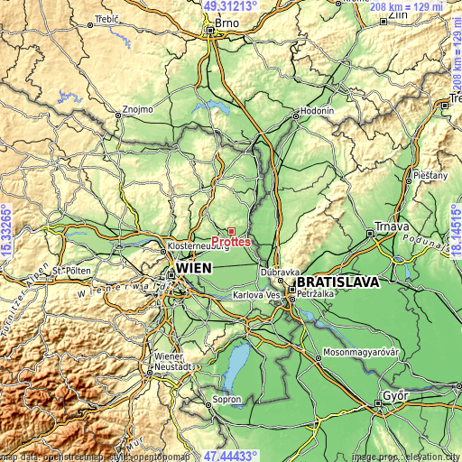 Topographic map of Prottes