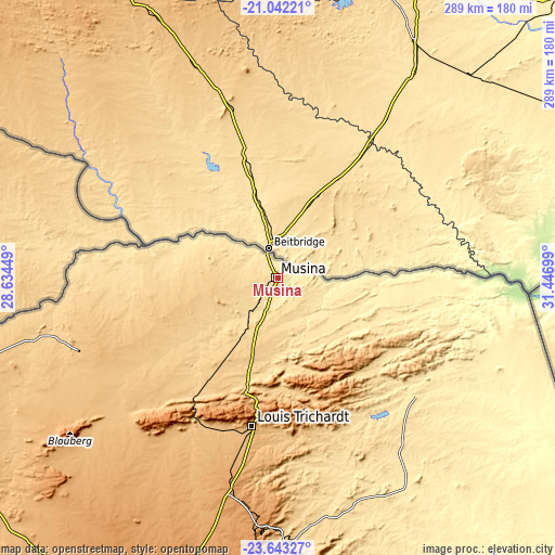 Topographic map of Musina