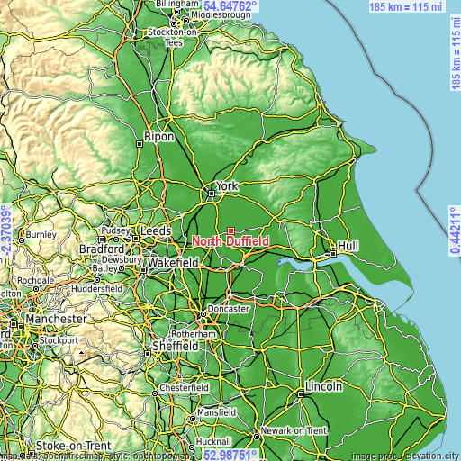 Topographic map of North Duffield