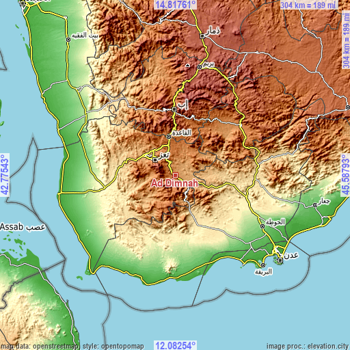 Topographic map of Ad Dimnah