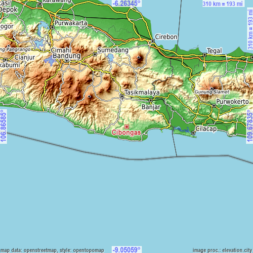 Topographic map of Cibongas