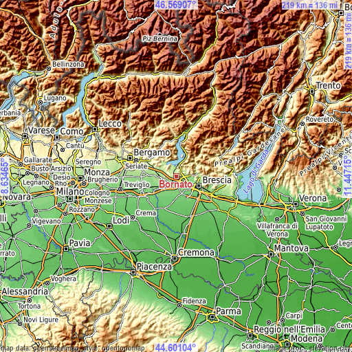 Topographic map of Bornato