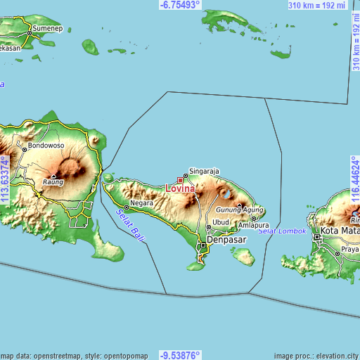 Topographic map of Lovina