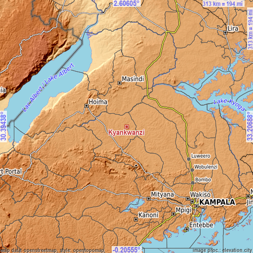 Topographic map of Kyankwanzi