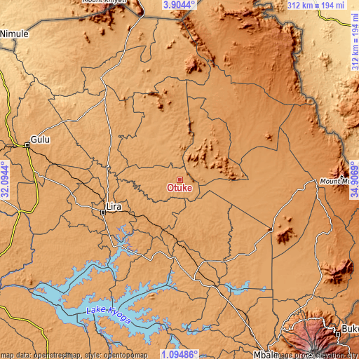 Topographic map of Otuke