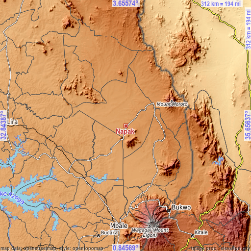 Topographic map of Napak