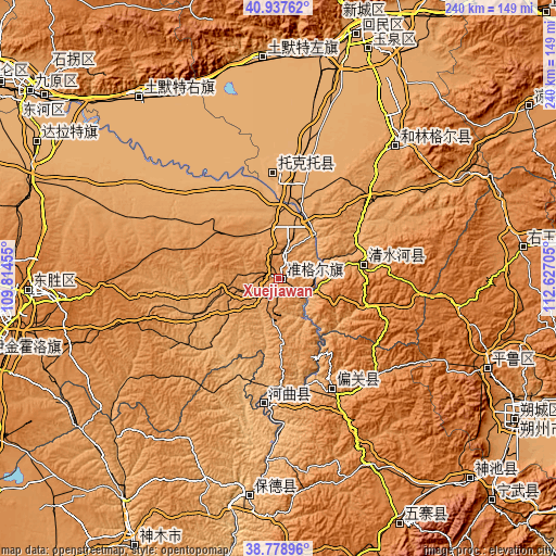 Topographic map of Xuejiawan