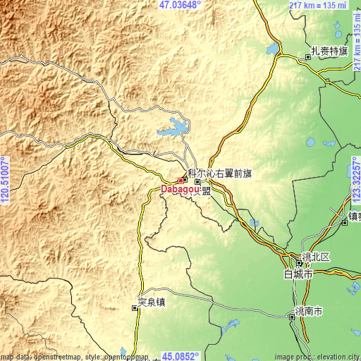 Topographic map of Dabagou