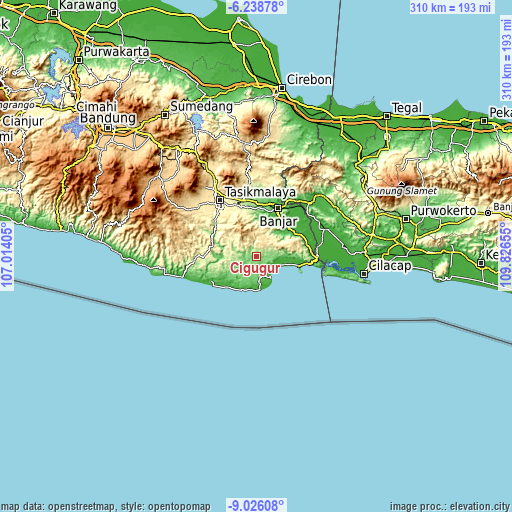 Topographic map of Cigugur