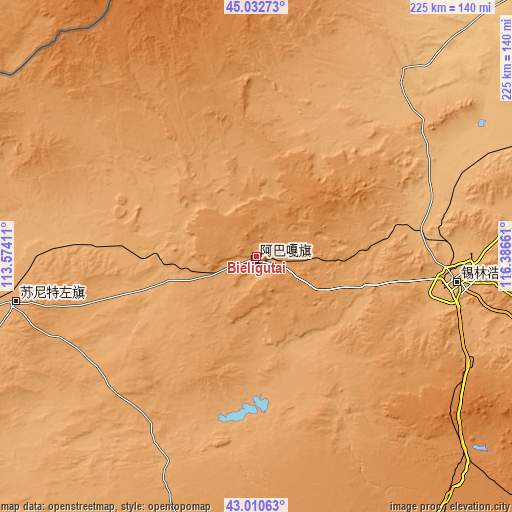 Topographic map of Bieligutai