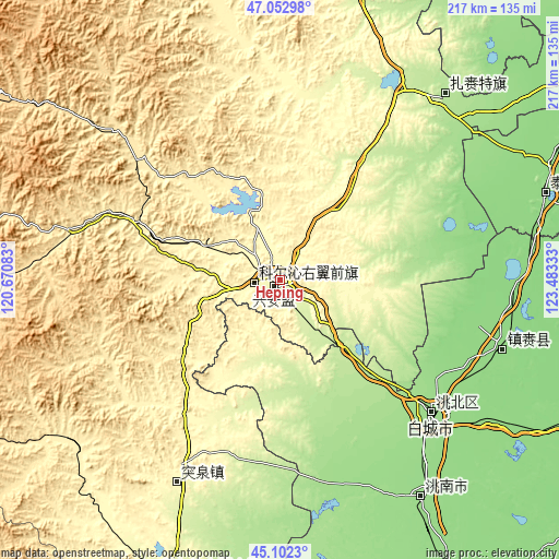 Topographic map of Heping