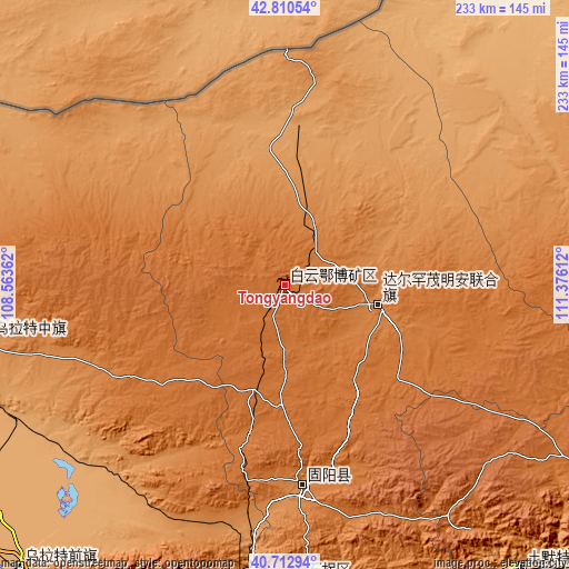 Topographic map of Tongyangdao
