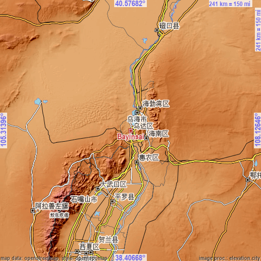 Topographic map of Bayinsai