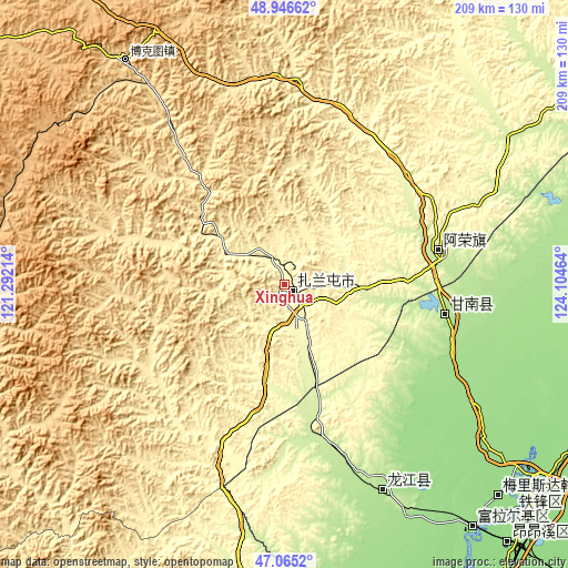 Topographic map of Xinghua