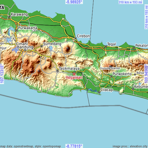 Topographic map of Hegarsari