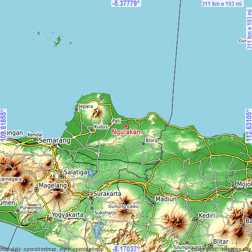 Topographic map of Ngulakan