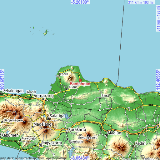 Topographic map of Bantengan