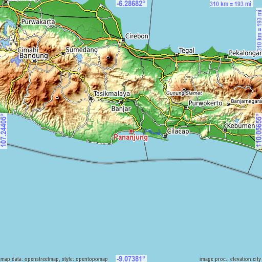 Topographic map of Pananjung