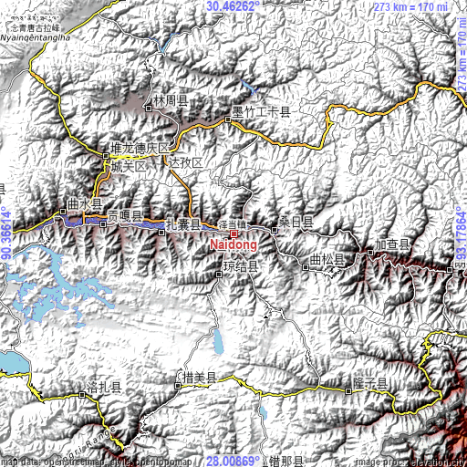 Topographic map of Naidong