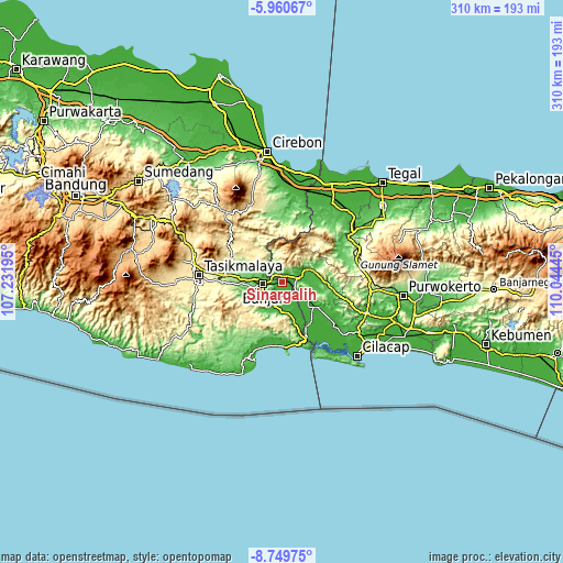 Topographic map of Sinargalih