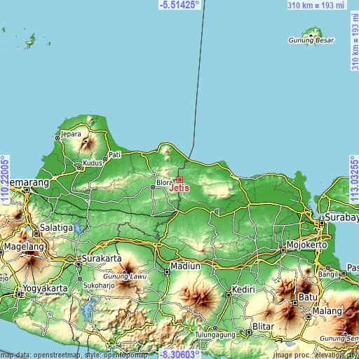 Topographic map of Jetis