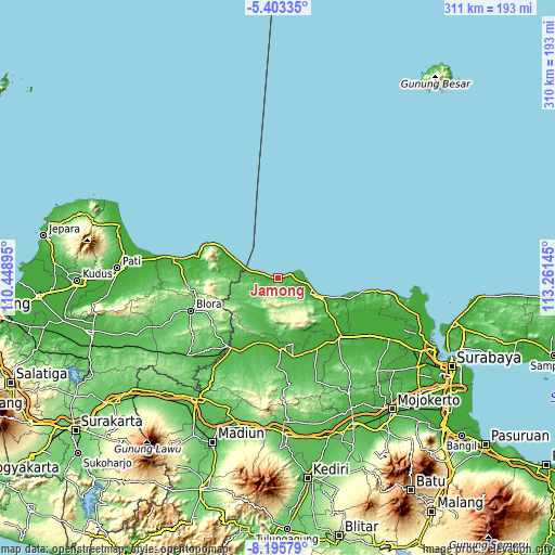 Topographic map of Jamong