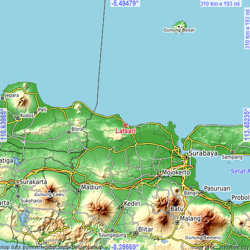 Topographic map of Latsari