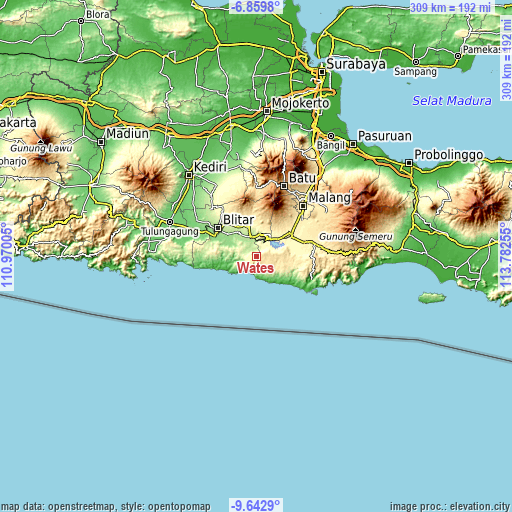 Topographic map of Wates