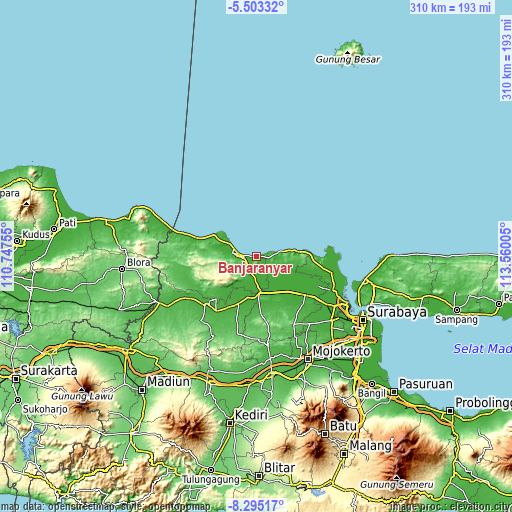 Topographic map of Banjaranyar