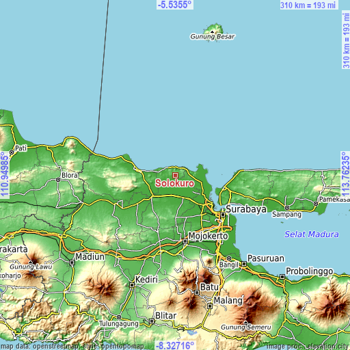 Topographic map of Solokuro