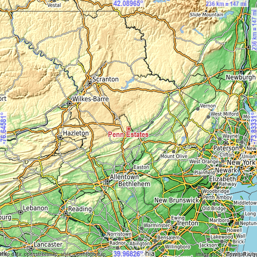 Topographic map of Penn Estates