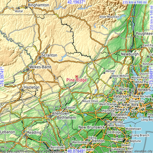 Topographic map of Pine Ridge