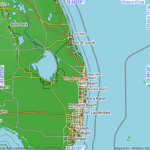 Topographic map of The Acreage