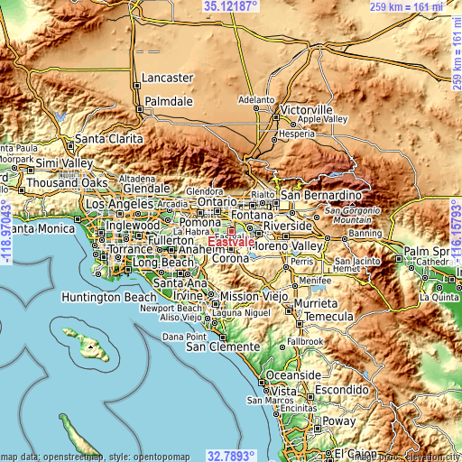 Topographic map of Eastvale