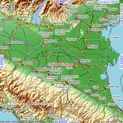 Topographic map of Massa Finalese