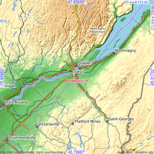 Topographic map of Breakeyville