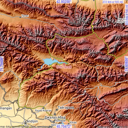 Topographic map of Üch-Terek