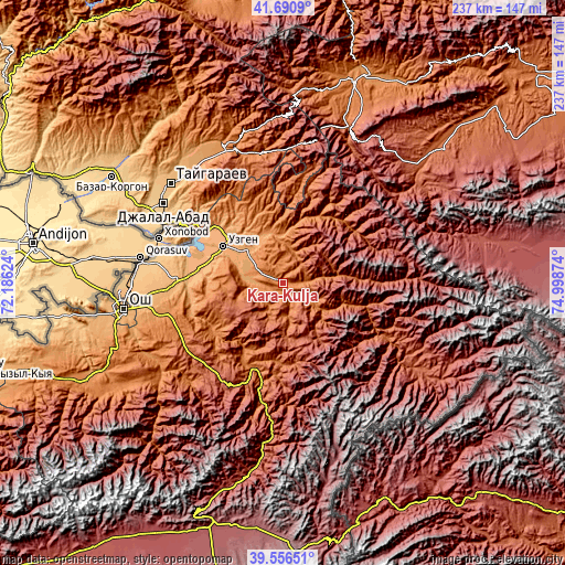 Topographic map of Kara-Kulja