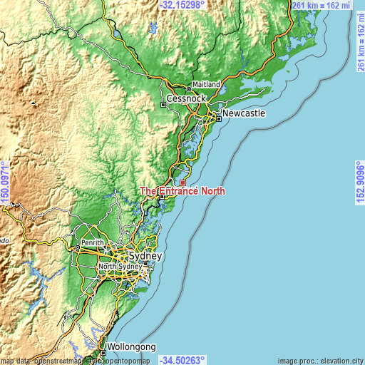 Topographic map of The Entrance North