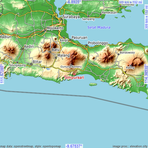 Topographic map of Tempursari