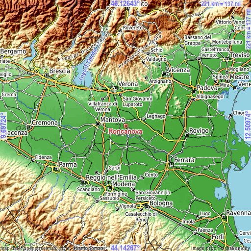 Topographic map of Roncanova