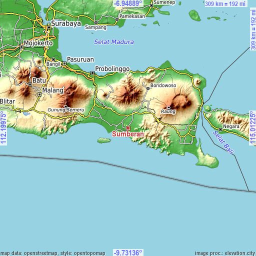 Topographic map of Sumberan