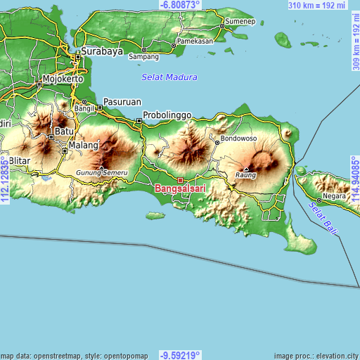 Topographic map of Bangsalsari