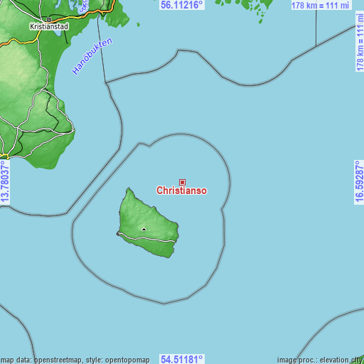 Topographic map of Christiansø