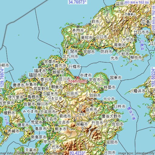 Topographic map of Yoshitomi