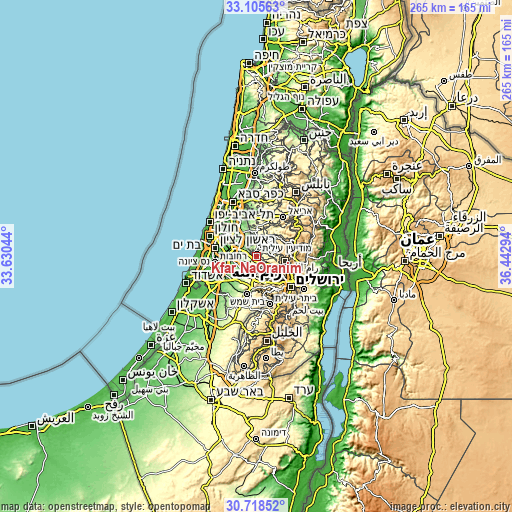 Topographic map of Kfar NaOranim