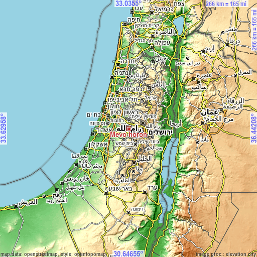 Topographic map of Mevo horon
