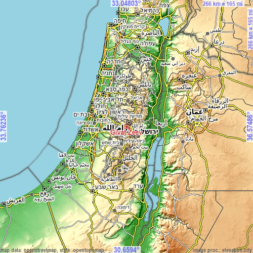 Topographic map of Givat Zeev