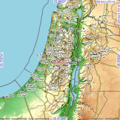 Topographic map of Beit Horon