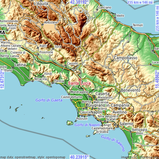 Topographic map of Santa Lucia